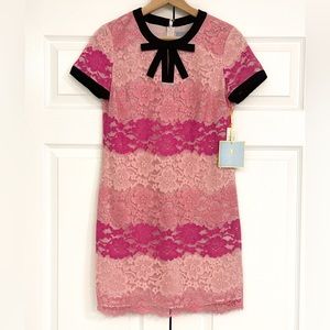 CeCe pink lace striped shift dress, sz 2